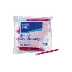 POMPES A SALIVE ROUGE 12.5CM EMB FIXE  X100 OMNIDENT 16636