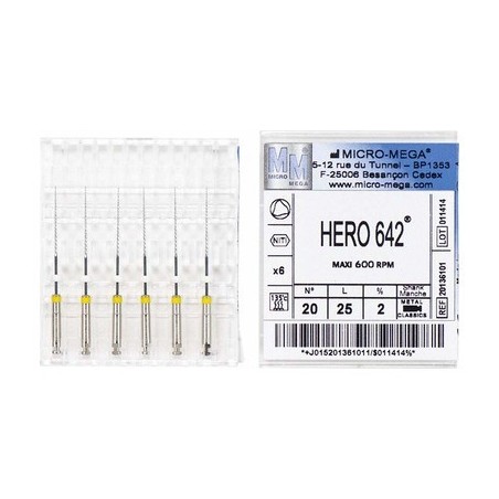 HERO 642 METAL N°20 L25MM 2% X6 MICRO MEGA REF 20136101 