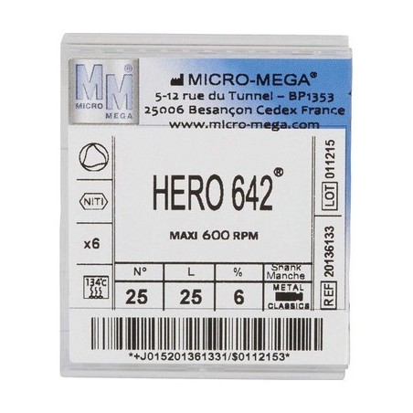 HERO 642 METAL N° 25 L25MM 6% X6 MICRO MEGA REF 20136133 