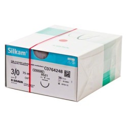 FIL SUTURE SILKAM 3-0 75CM 1/2